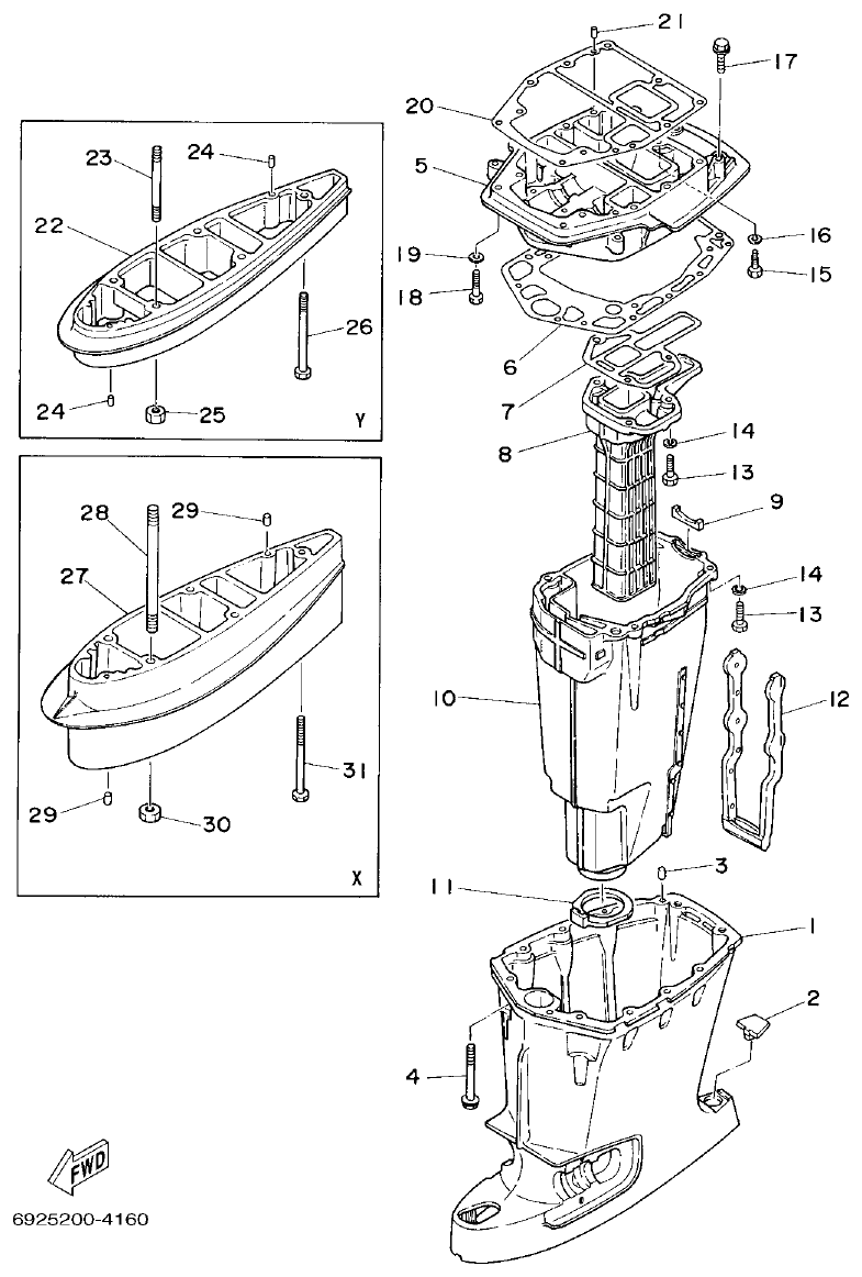 Yamaha E75B UPPER CASING parts diagram